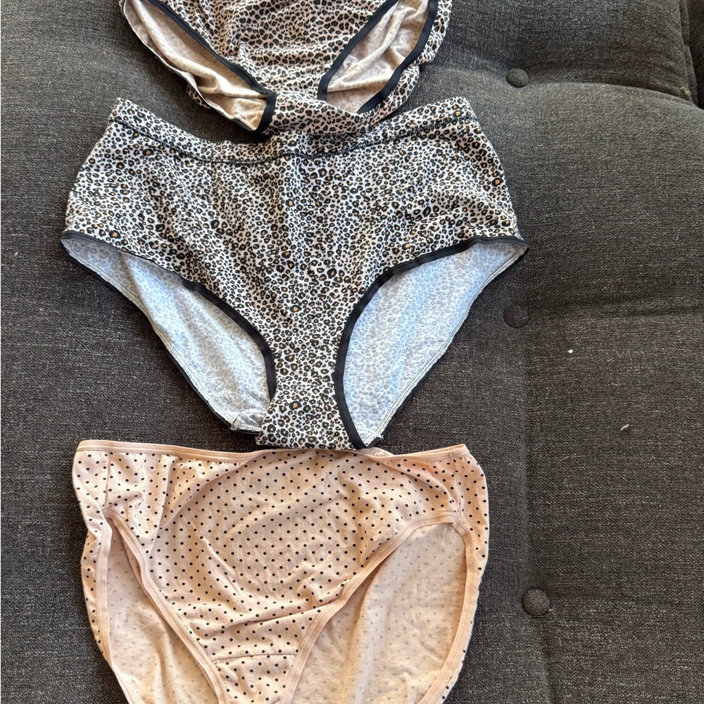 Lot of 3 briefs Felina Leopard Print Panties - Black and Tan Victoria Secret XL - Picture 4 of 8